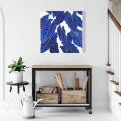 Canvas 24 x 24 - Tropical abstract blue leaves