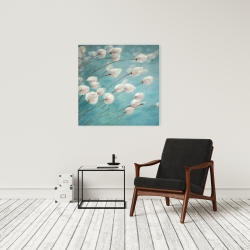 Canvas 24 x 24 - Cotton grass plants in the wind