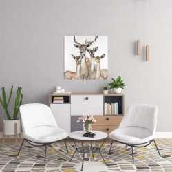 Canvas 24 x 24 - Group of abstract deers