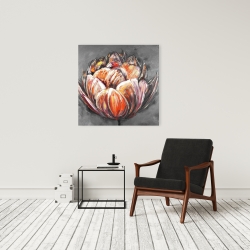 Canvas 24 x 24 - Double and abstract orange tulip