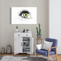 Toile 24 x 36 - Oeil vert à l'aquarelle