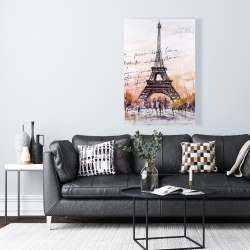 Canvas 24 x 36 - Eiffel tower sketch with an handwritten message