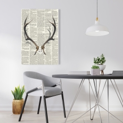 Canvas 24 x 36 - Deer horns with newspaper