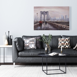 Canvas 24 x 36 - Brooklyn bridge with passersby