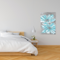 Canvas 24 x 36 - Two little abstract blue flowers