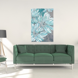 Canvas 24 x 36 - Three little abstract blue flowers