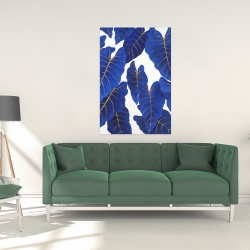 Canvas 24 x 36 - Tropical abstract blue leaves