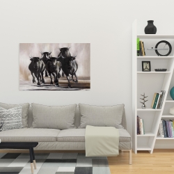 Canvas 24 x 36 - Group of running bulls