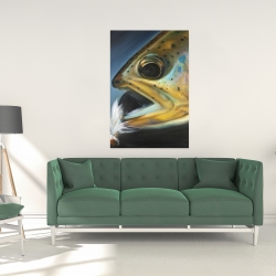 Canvas 24 x 36 - Golden trout with fly fishing flie