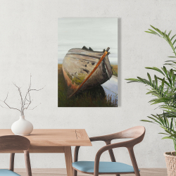 Canvas 24 x 36 - Old abandoned boat in a swamp