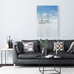 Canvas 24 x 36 - Two sailboats on the quiet lake