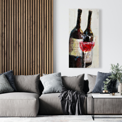 Canvas 24 x 48 - Two bottles with a glass of wine