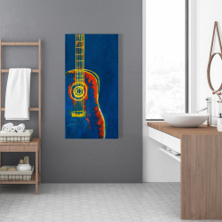 Toile 24 x 48 - Guitare bleue abstraite et moderne