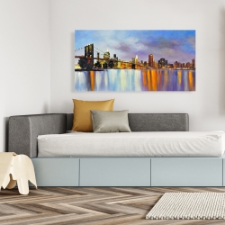 Canvas 24 x 48 - Colorful city with a bridge by day