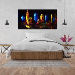 Toile 24 x 48 - Immeubles colorés sur fond sombre