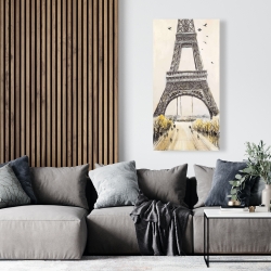 Toile 24 x 48 - Tour eiffel et oiseaux en vol