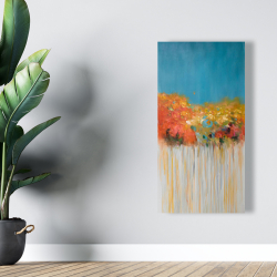 Canvas 24 x 48 - Colorful abstract flowers on a grey background