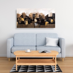 Toile 24 x 48 - Paysage urbain abstrait et brun