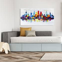 Canvas 24 x 48 - Abstract and colorful city