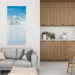 Canvas 24 x 48 - Two sailboats on the quiet lake