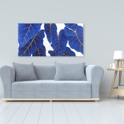 Canvas 24 x 48 - Tropical abstract blue leaves