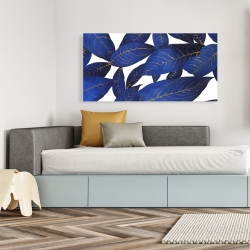 Canvas 24 x 48 - Abstract modern blue leaves