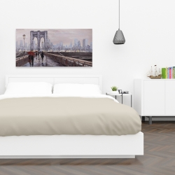 Canvas 24 x 48 - Brooklyn bridge with passersby