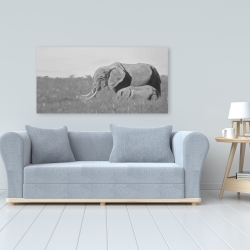 Canvas 24 x 48 - Elephants in the savannah