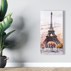 Canvas 24 x 48 - Eiffel tower sketch with an handwritten message