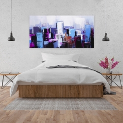 Canvas 24 x 48 - Abstract blue & purple city