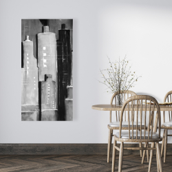 Canvas 24 x 48 - Abstract black and white buildings