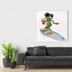 Canvas 36 x 36 - Funny frog surfing