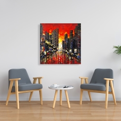 Canvas 36 x 36 - Abstract sunset on the city