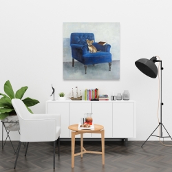 Canvas 36 x 36 - Chihuahua on a blue armchair