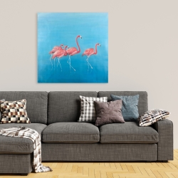 Canvas 36 x 36 - Four flamingos