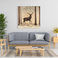 Canvas 36 x 36 - Roe deer in a winter landscape