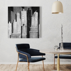 Canvas 36 x 36 - Abstract black and white buildings