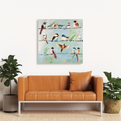 Canvas 36 x 36 - Small abstract colorful birds