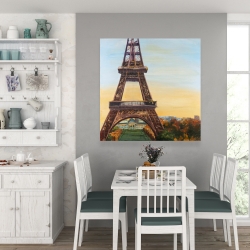 Canvas 36 x 36 - Eiffel tower by dawn