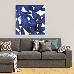 Canvas 36 x 36 - Abstract modern blue leaves