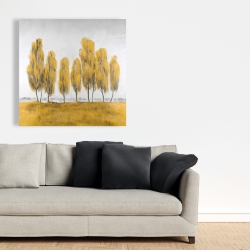 Canvas 36 x 36 - Seven abstract yellow trees