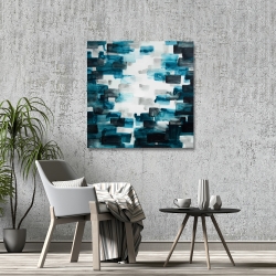 Canvas 36 x 36 - Turquoise and gray squares