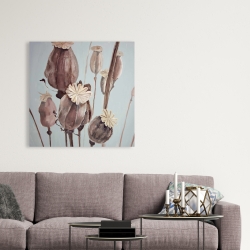 Canvas 36 x 36 - Sepia poppy head flowers