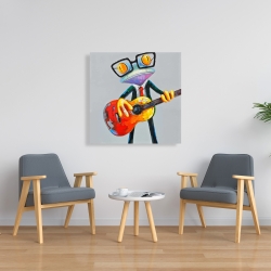 Canvas 36 x 36 - Funny frog playing guitar