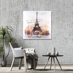 Canvas 36 x 36 - Eiffel tower sketch with an handwritten message