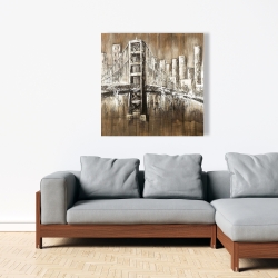 Toile 36 x 36 - Golden gate avec fini vieillot