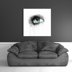 Canvas 36 x 36 - Blue eye in watercolor