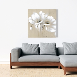 Toile 36 x 36 - Fleurs sauvages blanches et abstraites