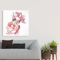 Canvas 36 x 36 - Two pink watercolor roses