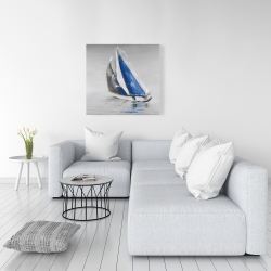 Canvas 36 x 36 - Gray and blue boat sailing